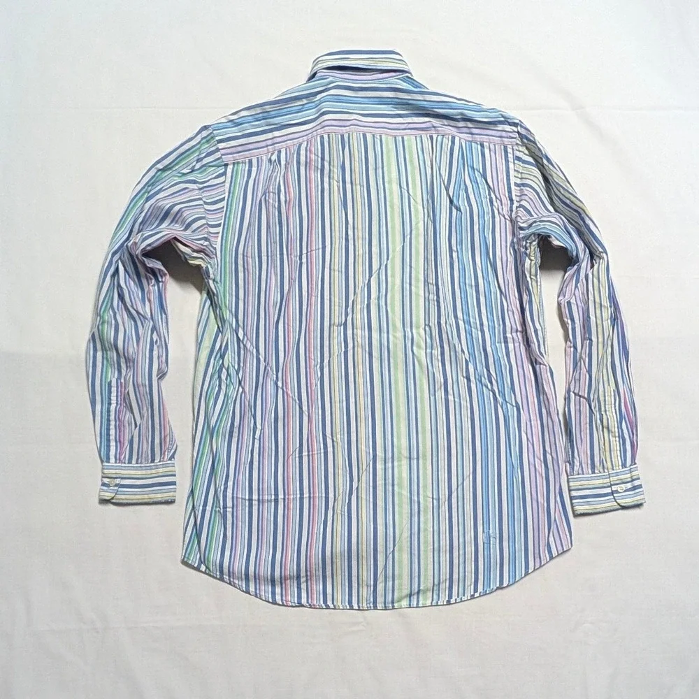 Polo Ralph Lauren Mens Multi Color Striped Cotton Button Down Shirt Large